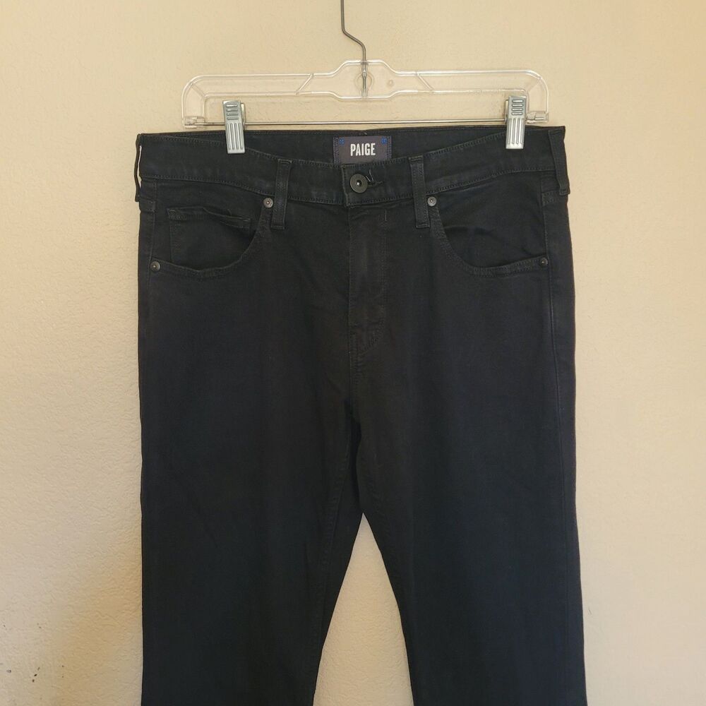 PAIGE Federal Jeans Mens Size 30 32x34 Black Slim Straight Stretch Denim Pockets - Picture 2 of 8